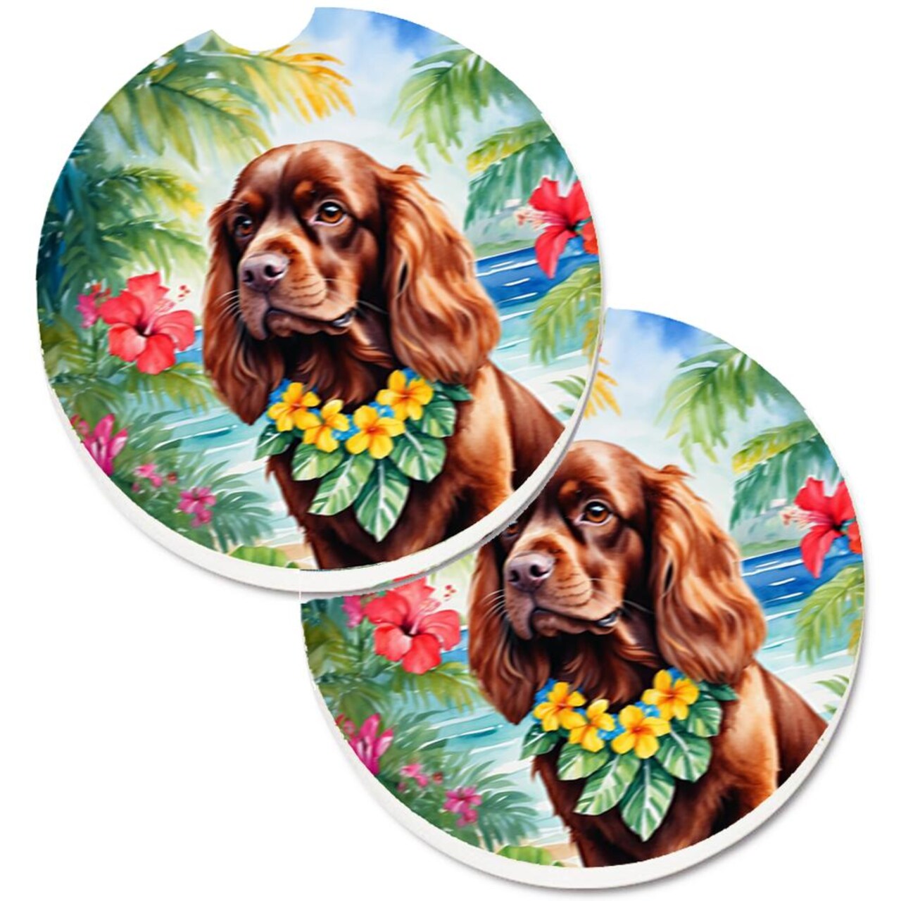 Edge Collections - Multicolor - Beach Scene Car Coasters for Cars Interior